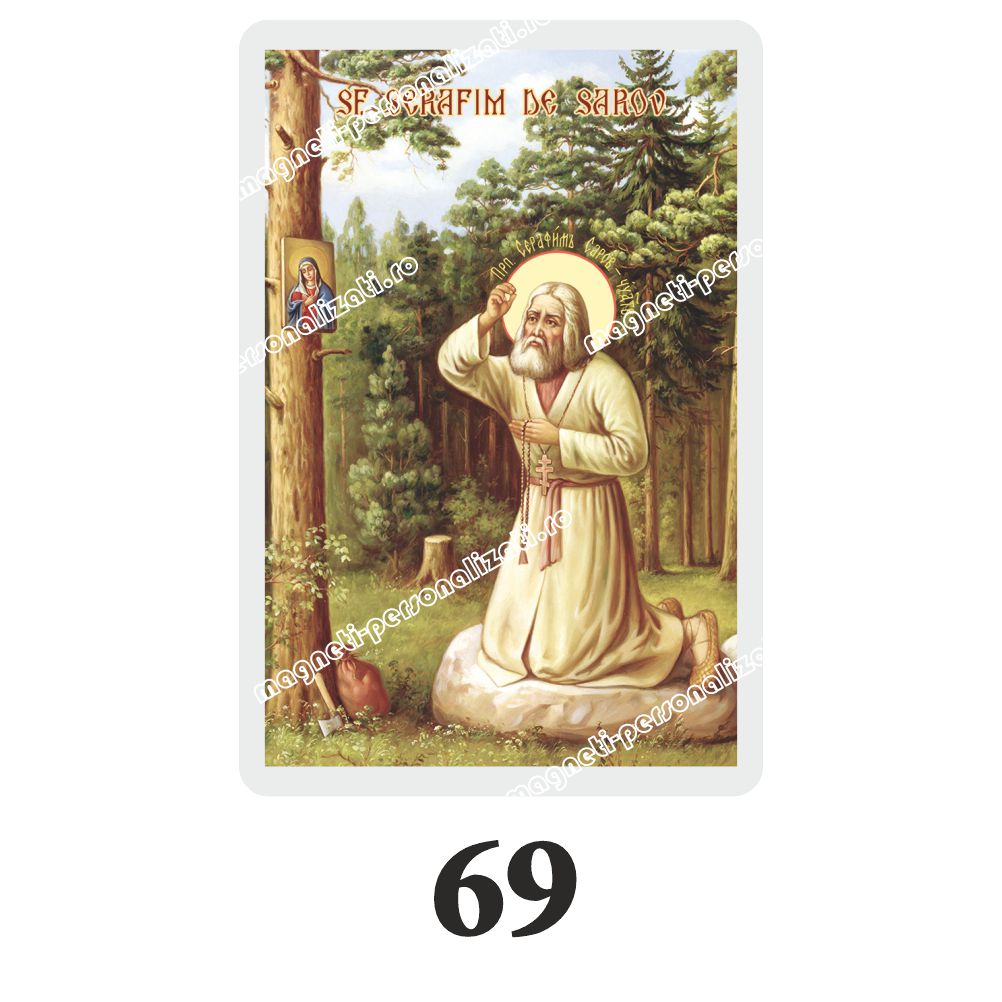 69 Set 100 Iconite Plastifiate, 69, Sfantul Serafim de Sarov